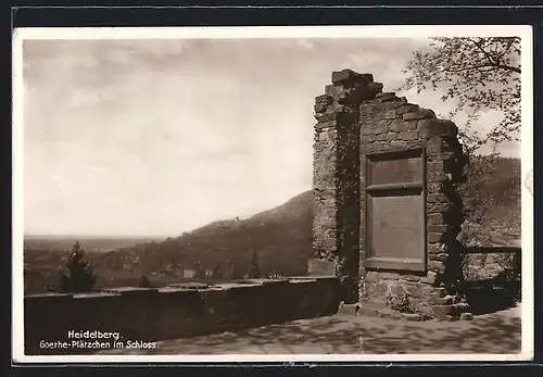 AK Heidelberg, Schloss, Goethe-Plätzchen