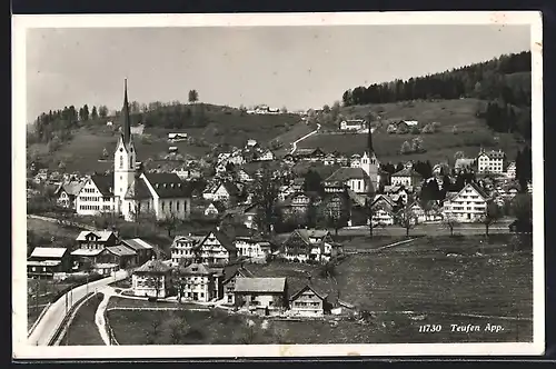 AK Teufen, Ortsansicht mit Kirche und Umgebung