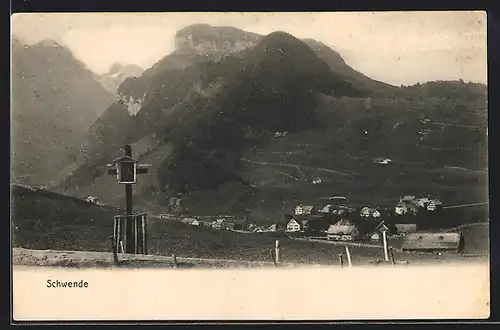 AK Schwende, Ortsansicht mit Bergen