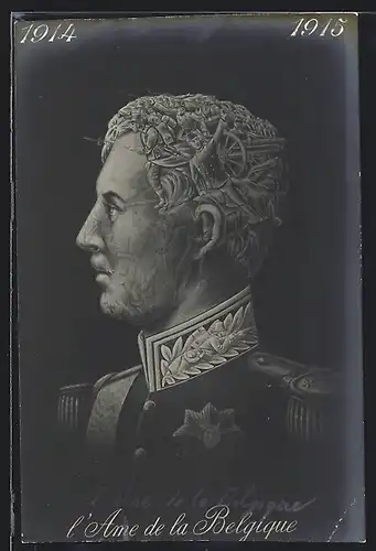 AK l`Ame de la Belgique, König Albert von Belgien, 1914-1915, Vexierbild, optische Täuschung