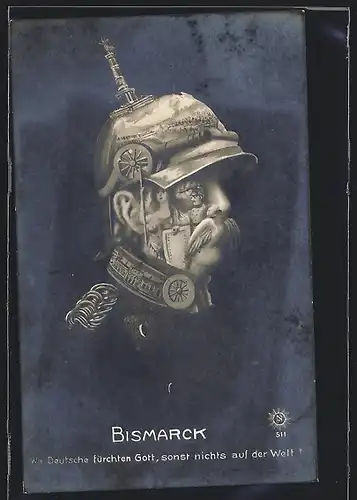 AK Im Gesicht Bismarcks spiegelt sich die deutsche Geschichte, Metamorphose