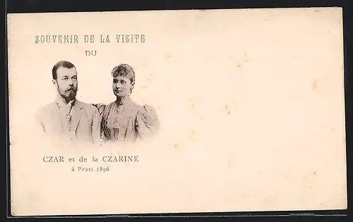 AK Paris, Zar Nikolaus II. und Gattin zu Besuch 1896