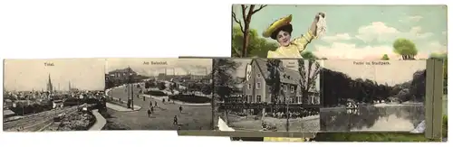 Leporello-AK Bochum /Ruhr, Bahnhof, Haus Rechen, Partie im Stadtpark