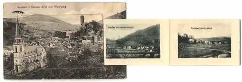 Leporello-AK Eppstein i. Taunus, Blick vom Malerplatz, Ruine, Fischbacherstrasse, Staufen mit Kaisertempel