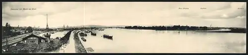 Klapp-AK Mainz am Rhein, Panorama mit Stadt von der Main-Mündung gesehen