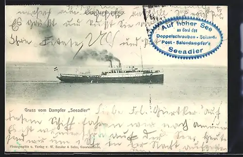 AK Dampfer Seeadler in Fahrt