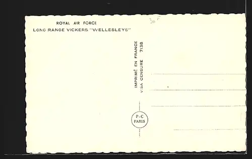 AK Long Range Vickers Welleslays im Formationsflug, Royal Air Force