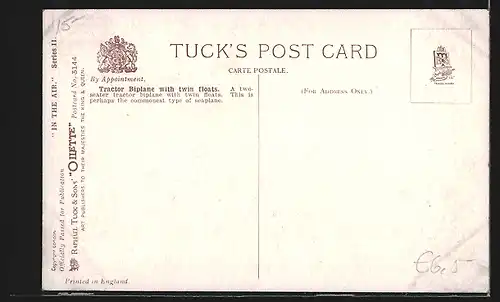 AK Wasserflugzeug mit zwei Flossen in der Luft