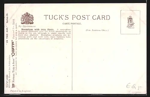 AK Wasserflugzeug, Monoplane with twin floats