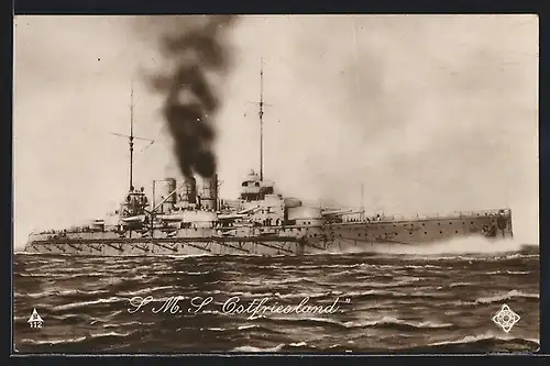 AK S.M.S. Ostfriesland auf hoher See