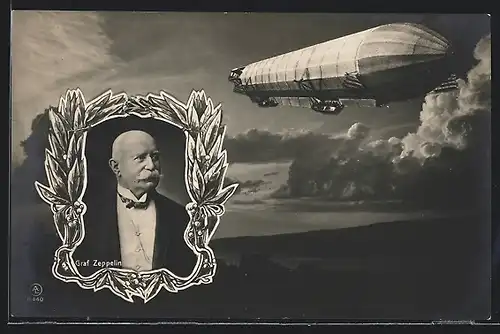 AK Graf Zeppelin im Porträt, Zeppelin in den Wolken
