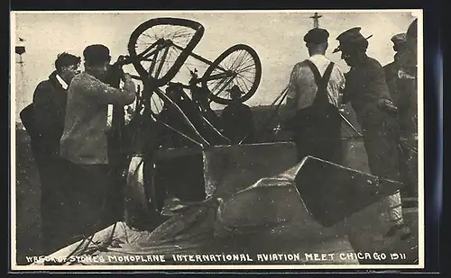 AK Chicago, Wreck of Stones Monoplane, International Aviation Meet 1911