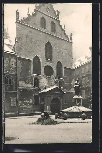 AK Wien, Franziskanerplatz mit Denkmal im Winter