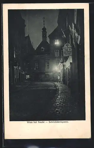 AK Wien, Schönlaterngasse bei Nacht