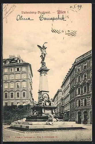 AK Wien, Liebenberg-Denkmal mit Engel