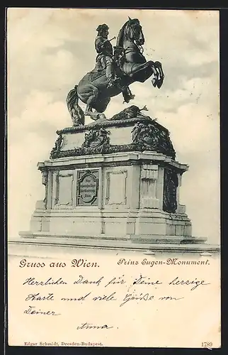 AK Wien, Prinz Eugen Monument mit Pferd