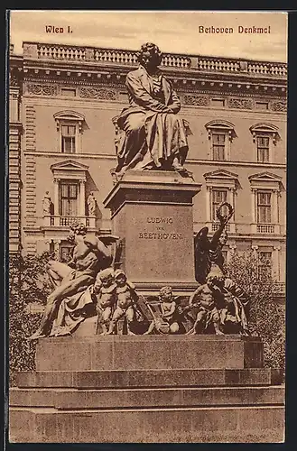 AK Wien, Bethoven Denkmal mit Putten
