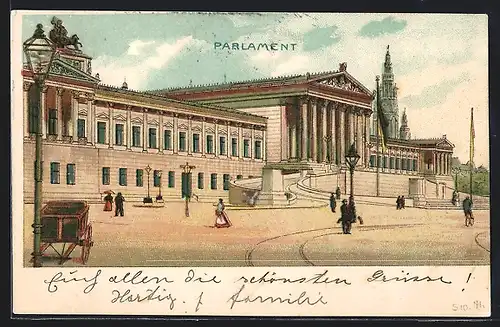 Lithographie Wien, Partie am Parlament