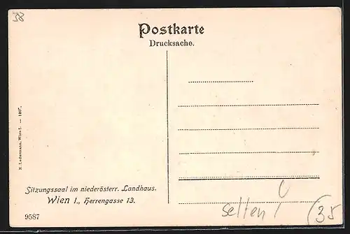 AK Wien, Sitzungssaal im niederösterr. Landhaus in der Strasse Herrengasse 13