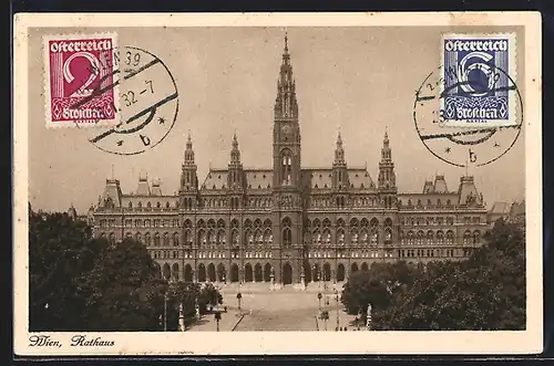 AK Wien, Rathaus aus der Vogelschau