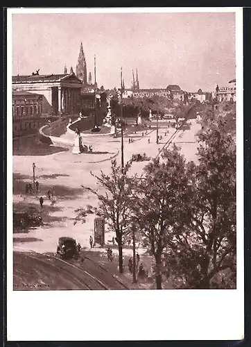 AK Wien, Parlamentsgebäude aus der Vogelschau, Sitz des Reichskommissars Burckel