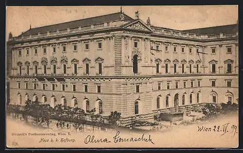 AK Wien, Hofburg, Seitenansicht der neuen k. k. Hofburg