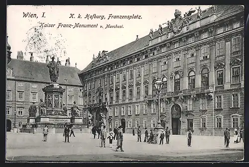 AK Wien, Hofburg, Kaiser Franz-Monument v. Marchesi auf dem Franzensplatz