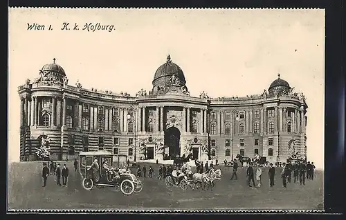 AK Wien, Hofburg, Kutschen vor dem Eingang