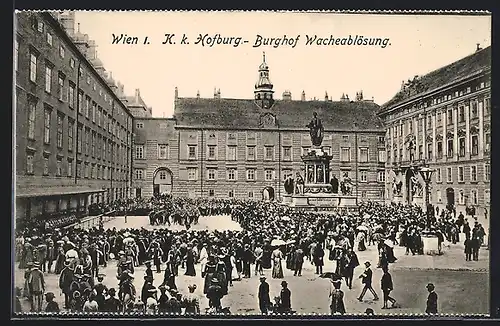 AK Wien, Hofburg, Burghof Wacheablösung