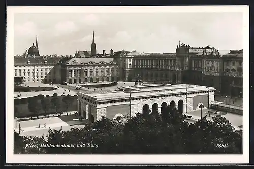 AK Wien, Hofburg, Heldendenkmal und Burg