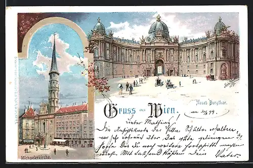 Künstler-AK Erwin Pendl: Wien, Neues Burgthor, Michaelerkirche