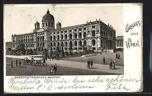 Lithographie Wien, Kunsthistorisches Museum, Flaneure