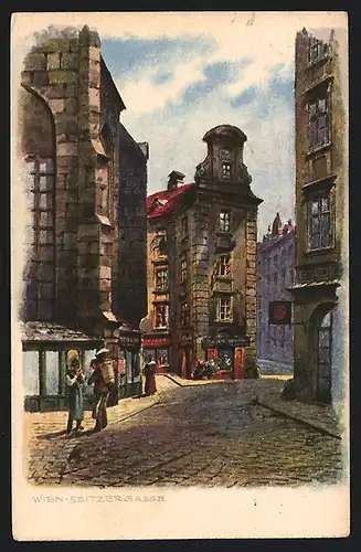 Künstler-AK Wien, Blick in die Seitzergasse