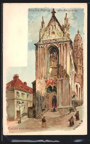 Künstler-AK Wien, Kirche Maria am Gestade