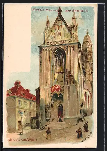 Künstler-AK Richard Hegedüs-Geiger: Wien, Kirche Maria am Gestande