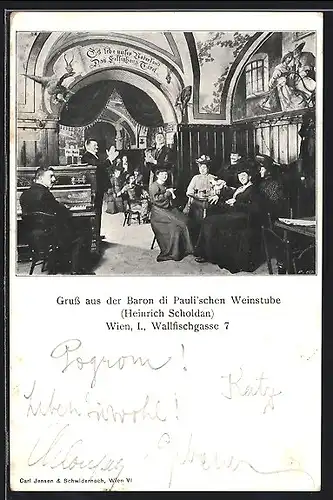 AK Wien, Baron Di Pauli`sche Weinstube, Wallfischgasse 7, Innenansicht