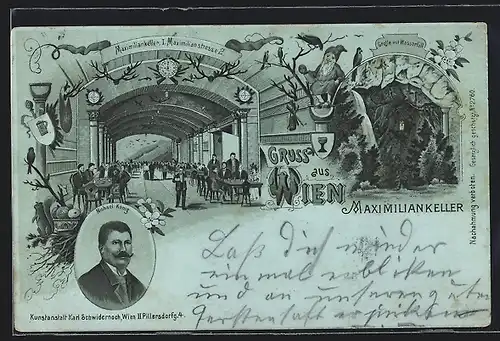 Mondschein-Lithographie Wien, Restaurant Maximiliankeller, Maximilianstrasse 2, Michael König