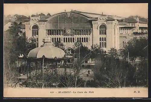 AK Biarritz, La Gare du Midi, Bahnhof mit Pavillon