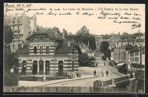 AK Meudon, La Gare, Val Fleury et la rue Banès, Bahnhof