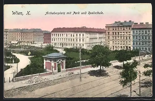 AK Wien, Arthaberplatz mit Park und Realschule