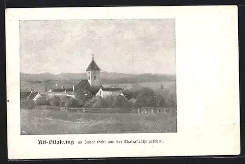 AK Alt-Ottakring, Panorama im Jahre 1820 von der Thaliastrasse gesehen