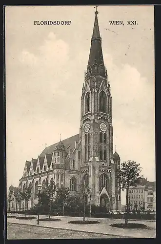 AK Wien-Floridsdorf, Strassenpartie mit Kirche