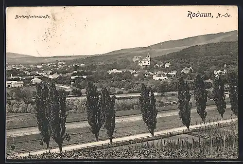 AK Wien-Rodaun, Breitenfurterstrasse mit Blick auf den Ort