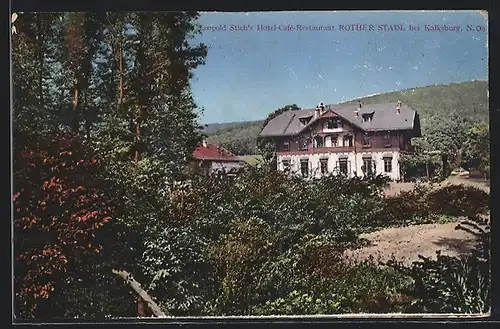 AK Wien-Kalksburg, Leopold Stichs Hotel-Cafe-Restaurant Rother Stadl mit Umgebung
