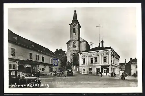 AK Wien, Kalksburg, Platzpartie vor der Kirche