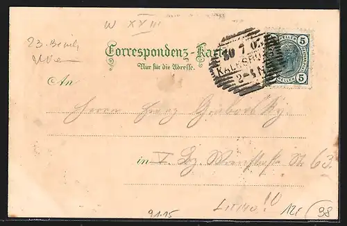 Lithographie Wien-Kalksburg, Ortsansicht mit Kirche aus der Vogelschau