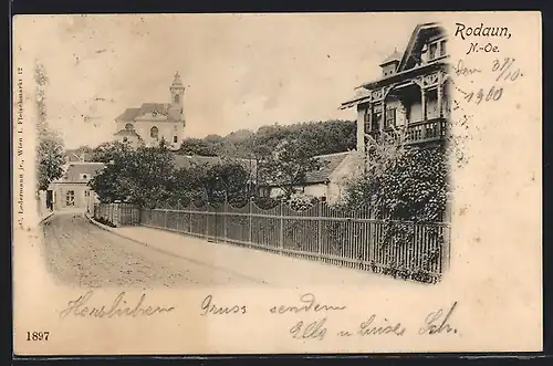 AK Wien-Rodaun, Strassenpartie mit Villa