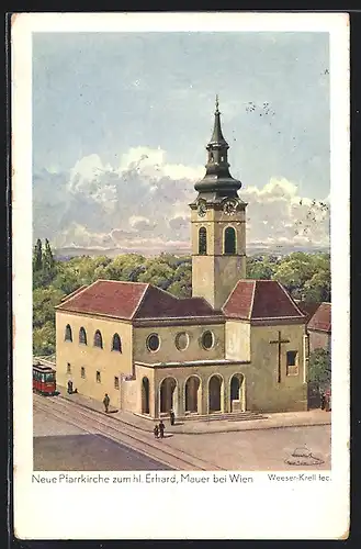 Künstler-AK Mauer, Neue Pfarrkirche zum hl. Erhard