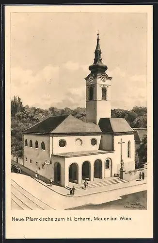Künstler-AK Wien-Mauer, Neue Pfarrkirche zum hl. Erhard