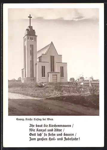 AK Wien-Liesing, Blick auf die evangelische Kirche